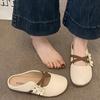 Baotou half slippers women's outer wear temperament versatile 2025 summer new soft leather lazy one pedal fashion single shoes women