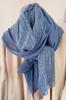 Blue Shawl With Lace 180X90 - Cotton and Polyester