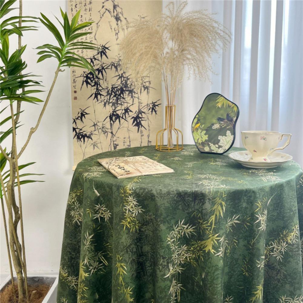 

Vintage Coffee Table Cover Chinese Style Printing Round Table Tablecloth Picnic Mat Home Style 2