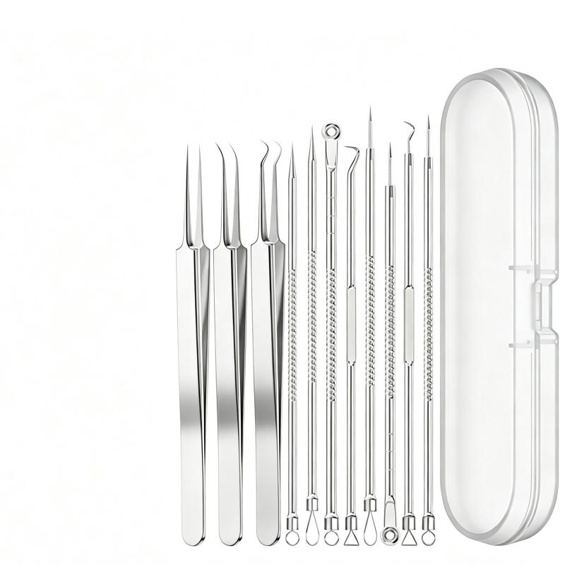 Xiaomi Stainless Steel Beauty Tool Set Acne Clip Blackhead Clip and Acne Needle Accessories for Home and Beauty Salon Daily Use