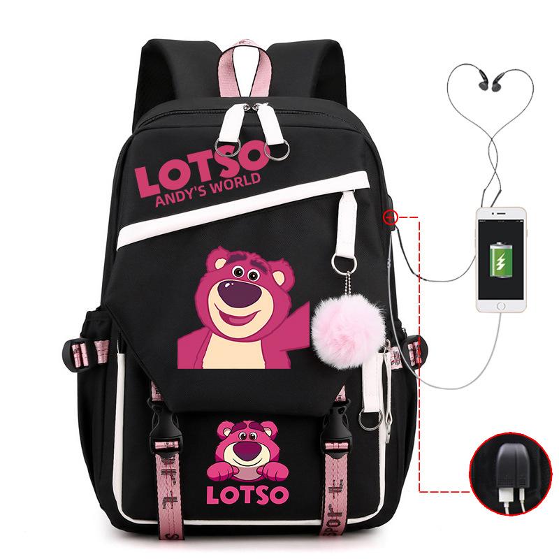 Cute Xiaoqing Strawberry Bear Peripheral High-Value Backpack Lightweight Student School Bag