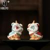Animaletto da tè che cambia colore, Danza del Leone, Decorazione Auspiciosa per Tavolino da Tè, Danza del Leone, Nuovo Stile Cinese Animaletto da Tè per la Casa, Bambola Portafortuna