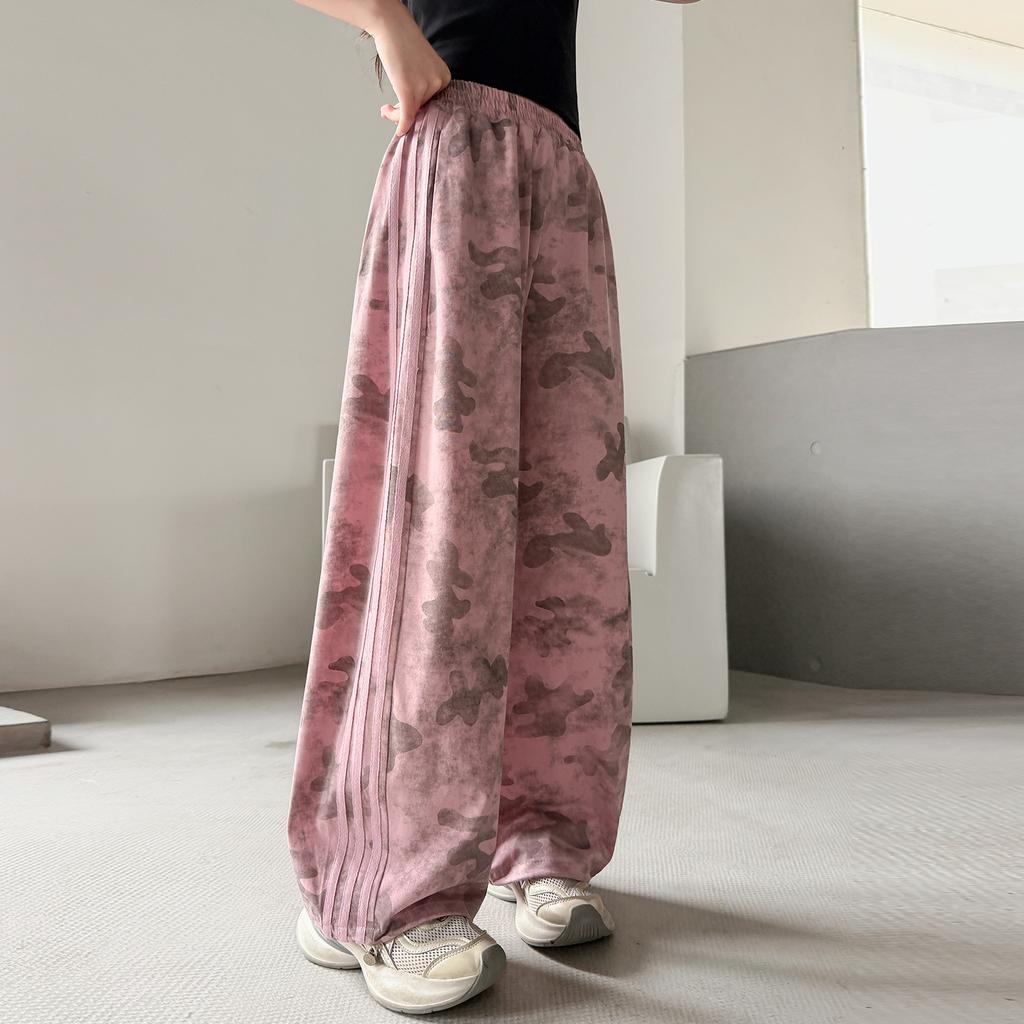 Girls' summer thin pants, girls' Korean version wide leg pants, children's sports pants, girls' summer camouflage casual pants