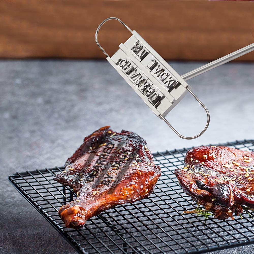 BBQ Meat Branding Iron with Changeable Letters Personalized Barbecue Grilling Meat Steak Names Marking Stamp Tool