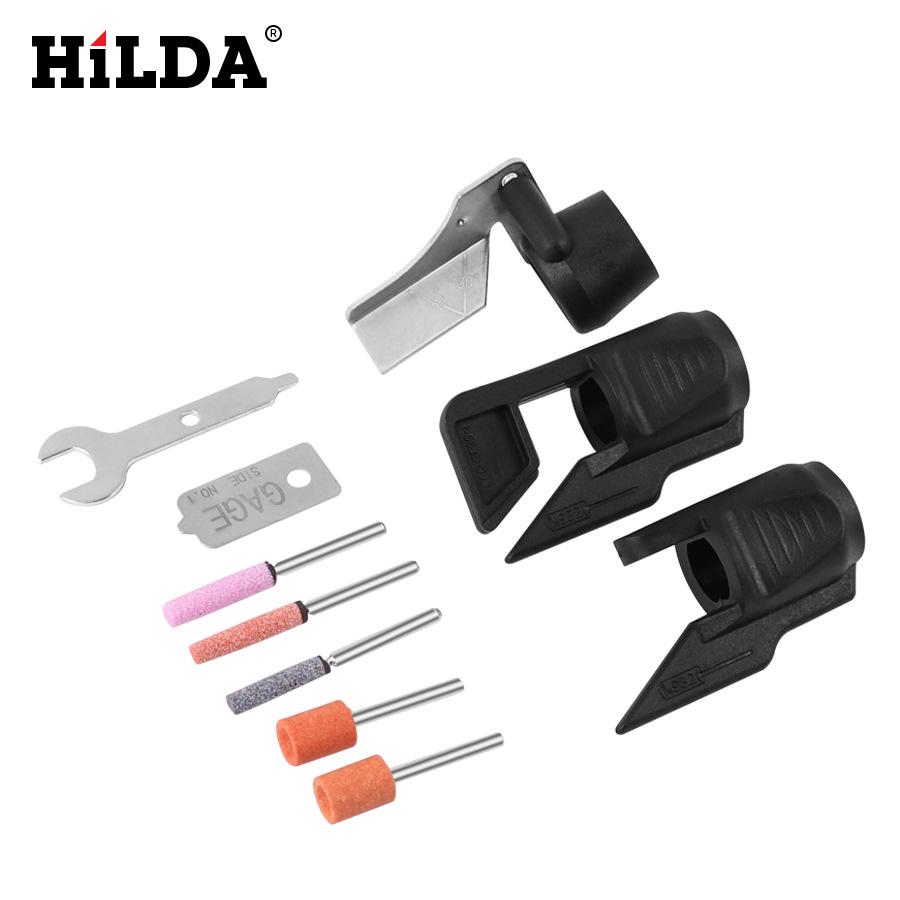 Hilda Elektro-Schleifer & Kettensägen-Schärfwerkzeug, 2-in-1 Anfas- & Schärfaufsatz