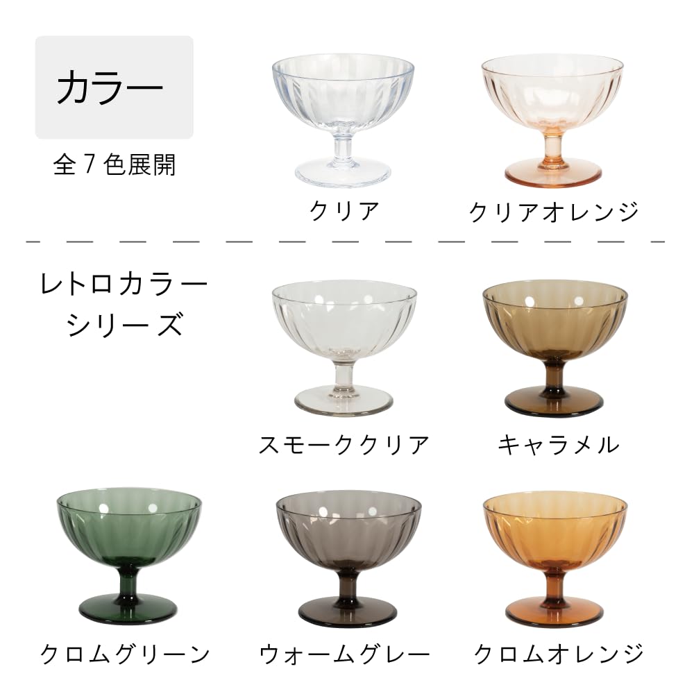 Plakira Breakproof Dessert Glass, 200ml, Dishwasher Safe, Made in Japan, Perfect for Outdoor Activities, Kids, Home Parties, Cute and Stylish Warm