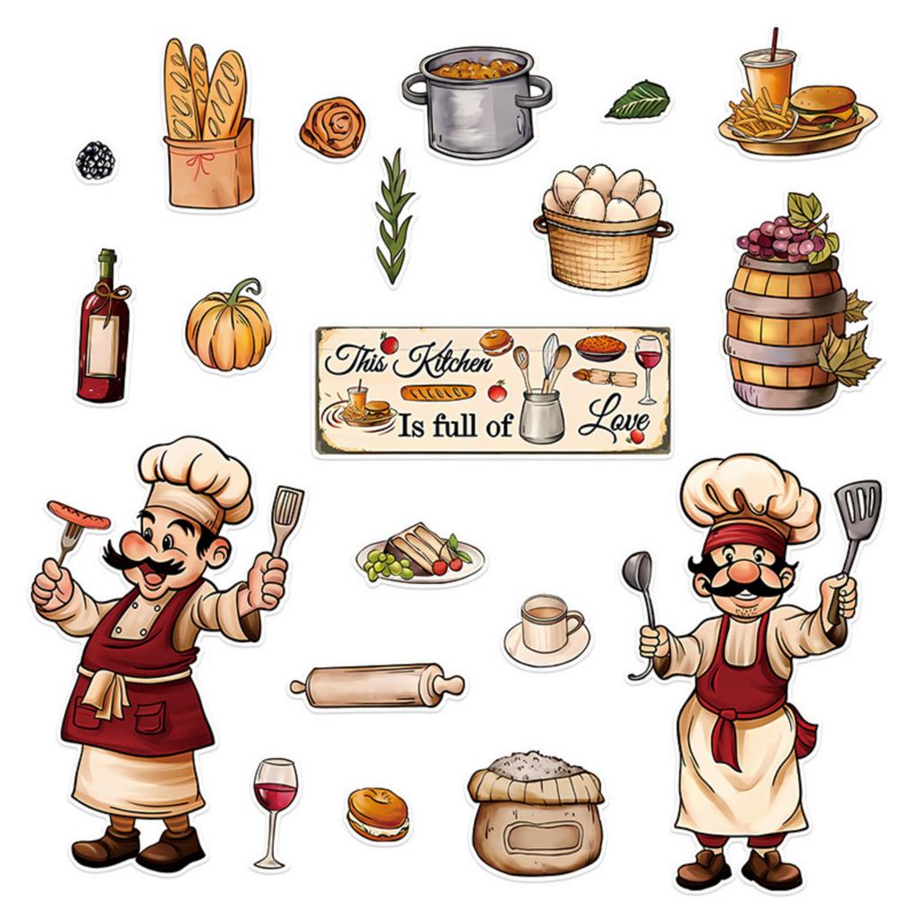 Kitchen Wall Decals, Self-Adhesive Food Stickers for Dining Room Home Decor