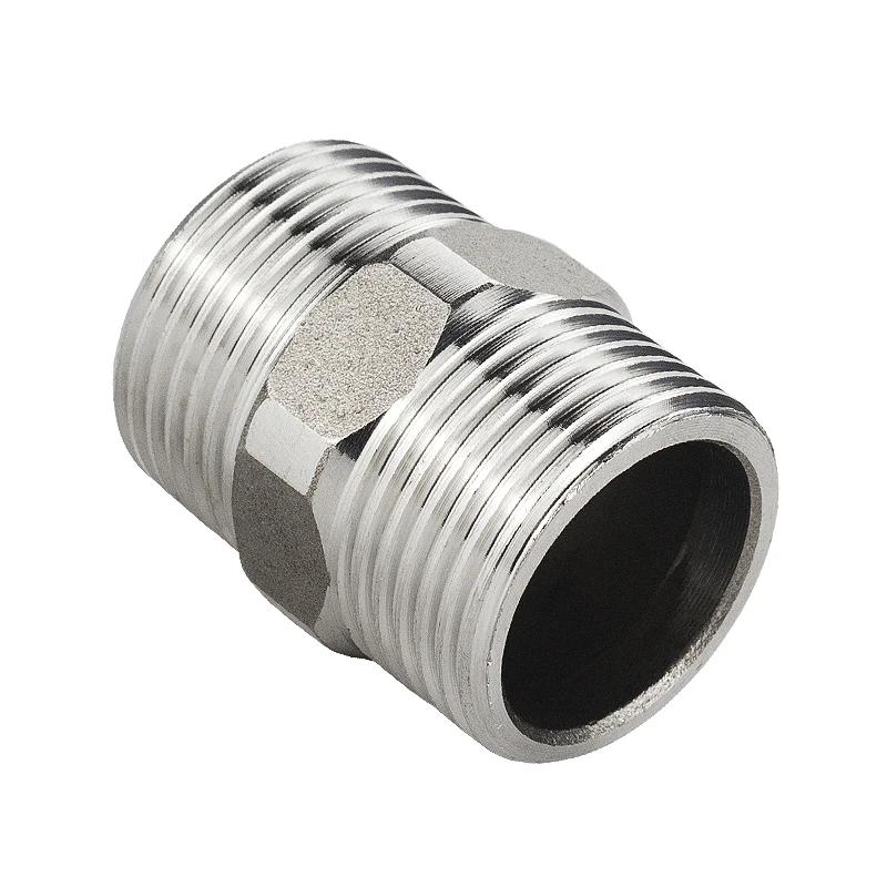 10pc 304 Stainless Steel Hexagonal Outer Wire Double Headed Straight Through Coupling Threaded Pipe Male Thread Hex Nipple Union