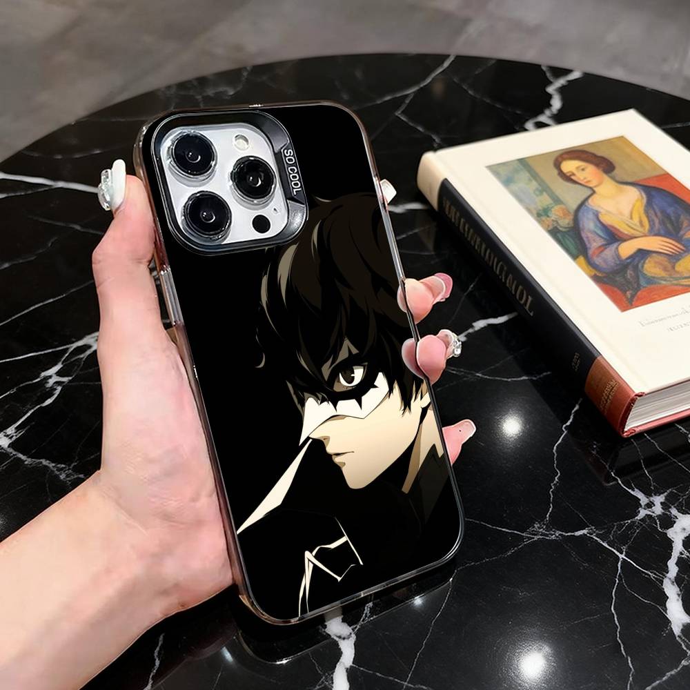 P-Persona 5 COOL Anime Phone Case For iPhone 17,16,15,14,13,12,11 Plus,Pro Max,XS,Colored Silver Plated Inside Cover