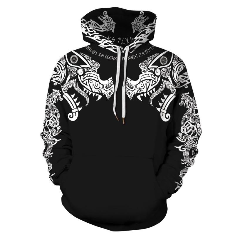 Wikinger-Krieger 3D-Druck Hoodie: Herren Trendiger Pullover Sweatshirt 2025 Edition
