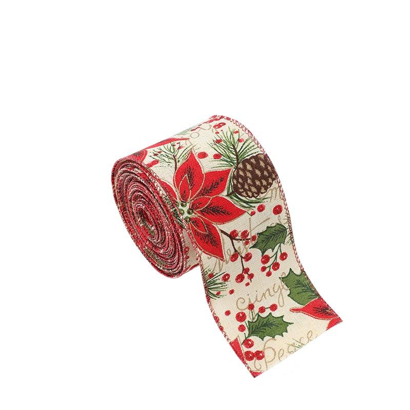 Xmas Gift Wrap Ribbon Tree Printed Bouquet Ribbon Hand Knitting Gift Box Packing Strap Party Decor