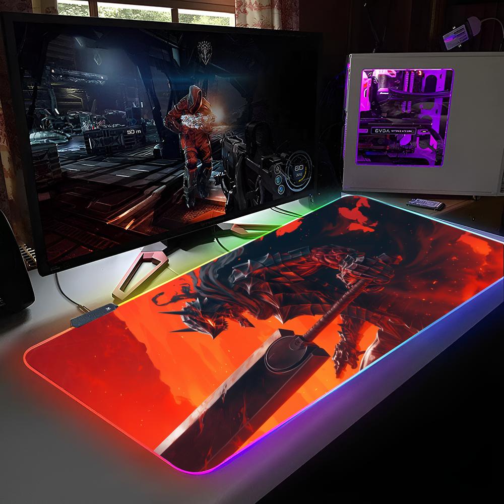 

Guts Sword In Berserk Mouse Pad RGB Backlit Mouse Pad Laptop Mouse Pad Laptop Gamer Computer Desk Gaming Accessories RGB600x300x3mm