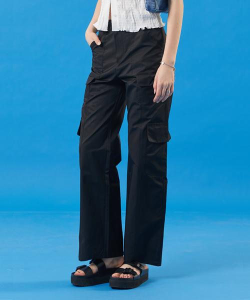 KOLEAT Summer Cooling Crisp Straight Cargo Slacks Pants [Black]