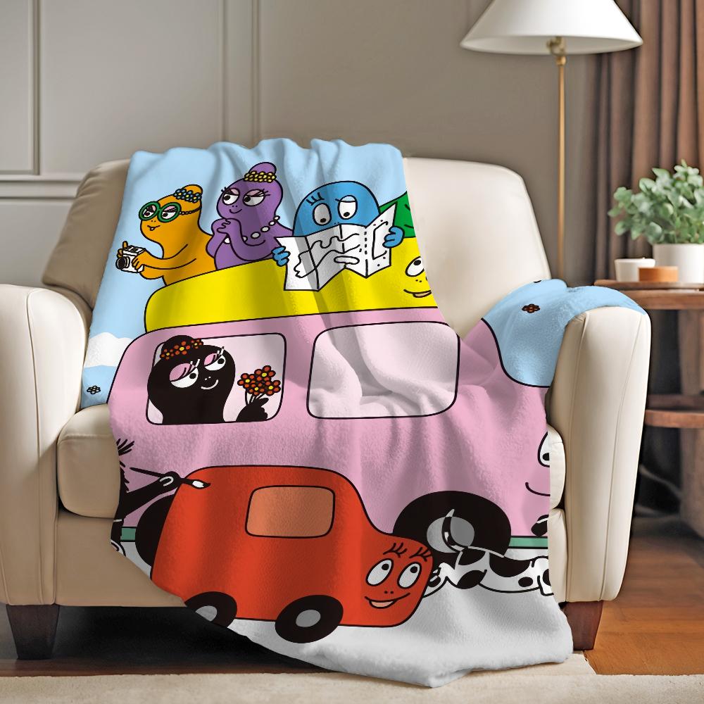Cartoon Barbapapa Cute Blanket Warm Soft Suitable For Bedroom Sofa Bed Living Room Office Travel Camping Gifts