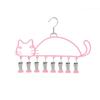 Cat Shape Clothes Drying Rack 8 Clips Capacity Windproof Waterproof Metal Hanger Balcony Sock Drying