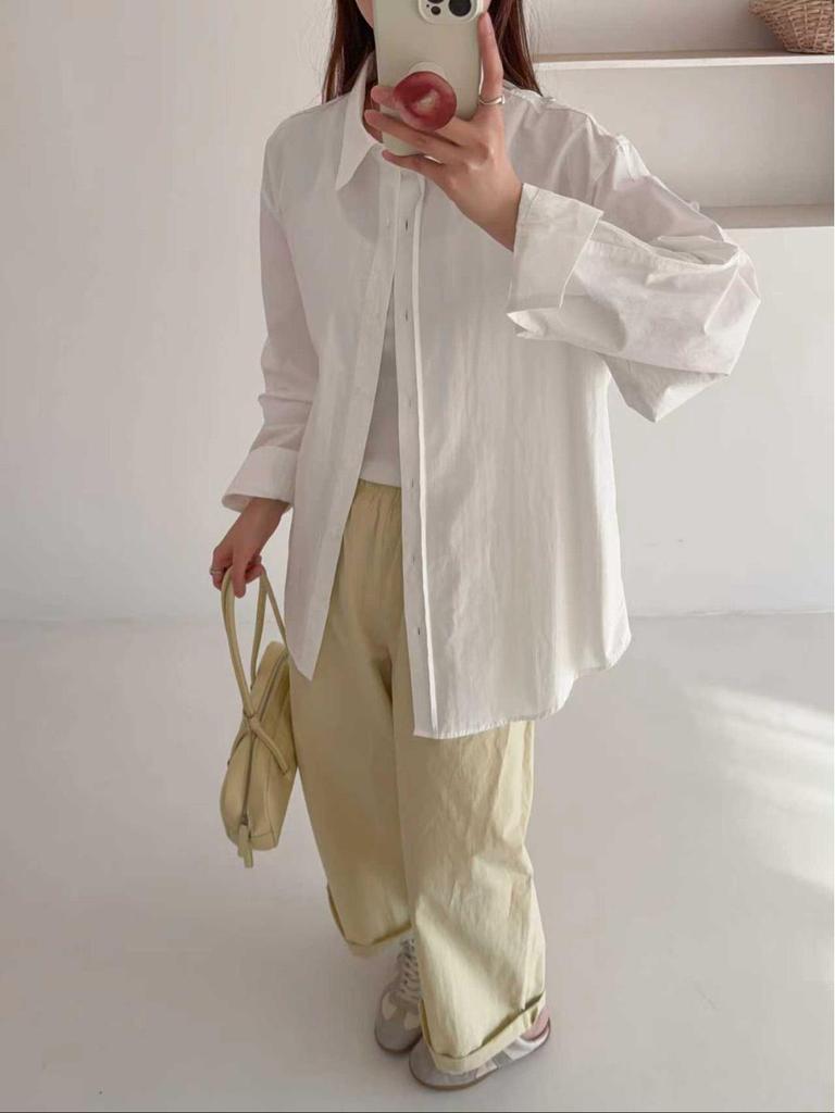 Women's Stylish Summer Long-Sleeve Buttoned Waist-Cinched Top Shirt