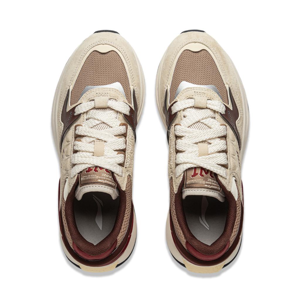 Li Ning 001 Original Aspiration V2 Antidérapantes, Résistantes à l'abrasion, Amorti Faible tige Chaussures Décontractées Femme Beige Umber AGCV010-1