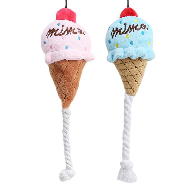 Pet Ice Cream Squeaker Plush Chew Toy