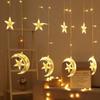 1PC 3.5M120LED Star Moon LED Light String,powered by 3AA Batteries(excl),suitable for Bedroom and Ramadan Decoration