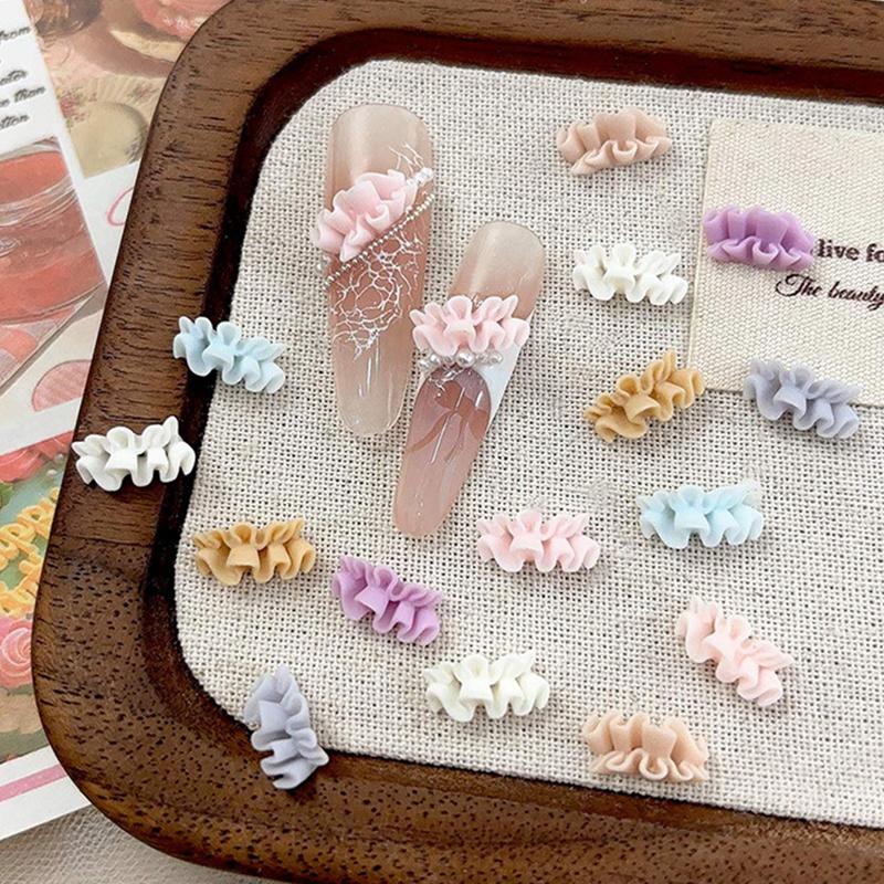 30Pcs 3D French Nail Art Skirt Hemline Charms Accessories Curved Resin Lace For Manicure Nails Decoration Supplies