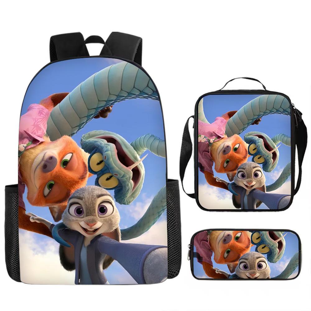 Zootopia 2 Casual Backpack Set, Student Cartoon Single-Layer Pencil Case Three-Piece Set 0197 KTB Three piece set