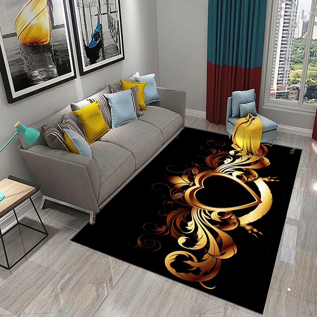 Dywan 3D Czarno-Złoty do Salonu Nowoczesna Luksusowa Dekoracja Abstrakcyjne Dywany do Sypialni Dywanik Podłogowy Kuchnia Łazienka Dywanik Antypoślizgowy