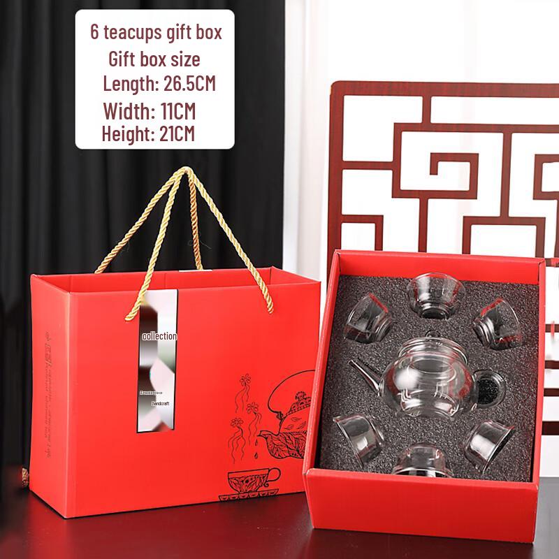 Pabei High Borosilicate Glass Kung Fu Tea Set (1 Pot, 6 Cups)