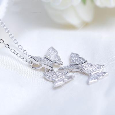 925 Sterling Silber Schmetterling Zirkon Halsketten & Anhänger Für Frauen Mode Dame Festival Geschenk Sterling-Silber-Schmuck