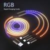 RGB 3-in-1 LED Multi Charging Cable 8Pin USB 3N1 RGB Light Gradual 6A Fast Charging 8pin Micro USB Type-C Data Cord