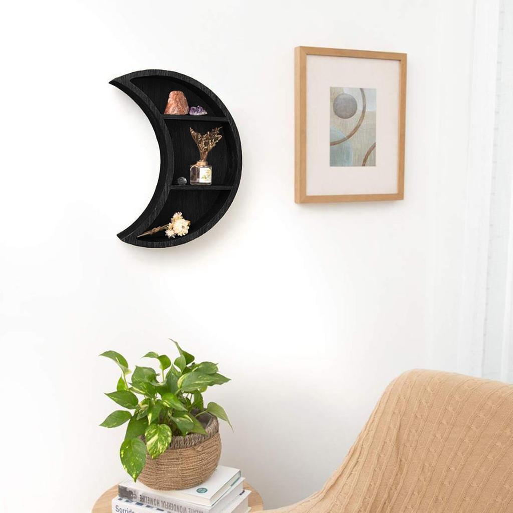 Wooden Moon Shelves Bohemian Moon Cycle Change Bathroom Wall Shelf Essential Oil Storage Rack Home Decoration Accessories