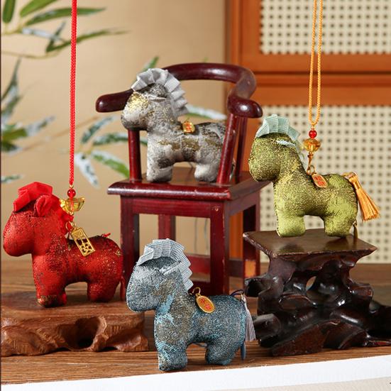 Stjärntecknet Häst Påse Traditionell Handbroderad Kinesiskt Hantverk Doftande Bilpåse Dekoration med Tofsar Och Rosetter Myggavvisande Uppfriskande