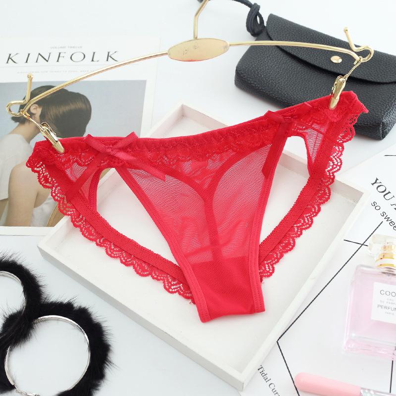 New Sexy Temptation Hollow Open Bow Panties Hot Passion Sexy Lace Low Waist Thong