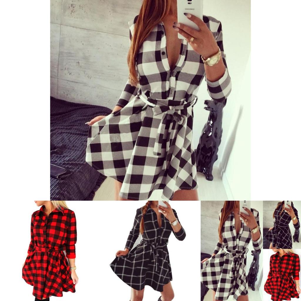 Elegante Camisa de Moda a Cuadros para Mujer con Cordones y Cuello de Encaje Vestido Ajustado para un Estilo Casual Chic