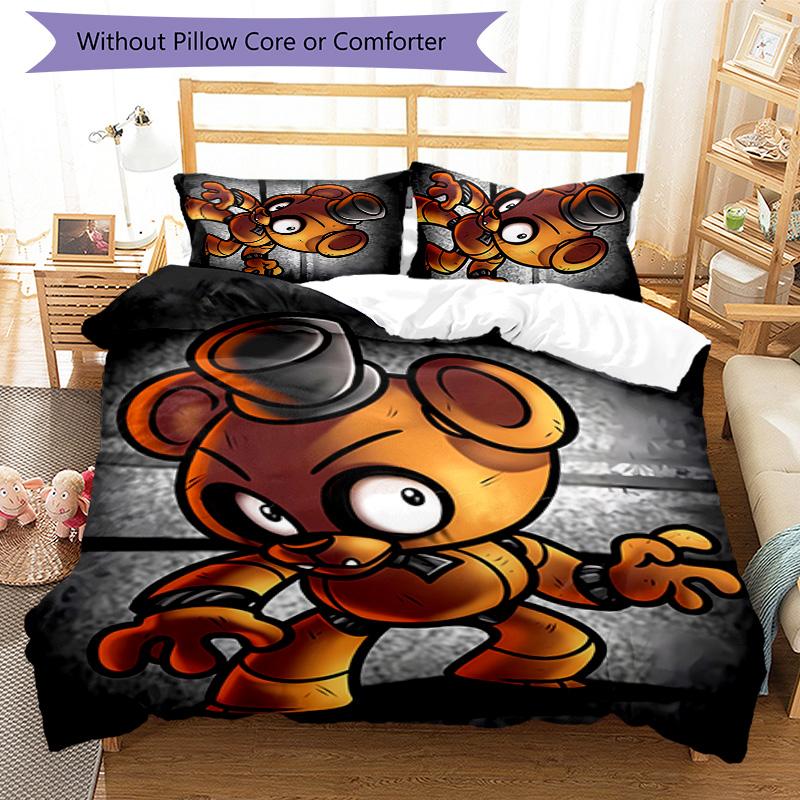 Set di biancheria da letto a tema Five Nights at Freddy's da 3 pezzi, set copripiumino include copripiumino e federe, decorazione perfetta per la camera da letto in ogni stagione e regalo