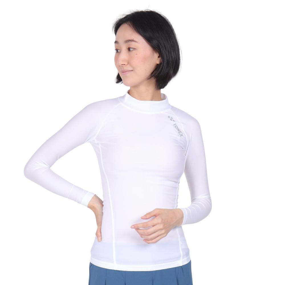 Yonex High Neck Long Sleeve White S Women's T-Shirt, (011)