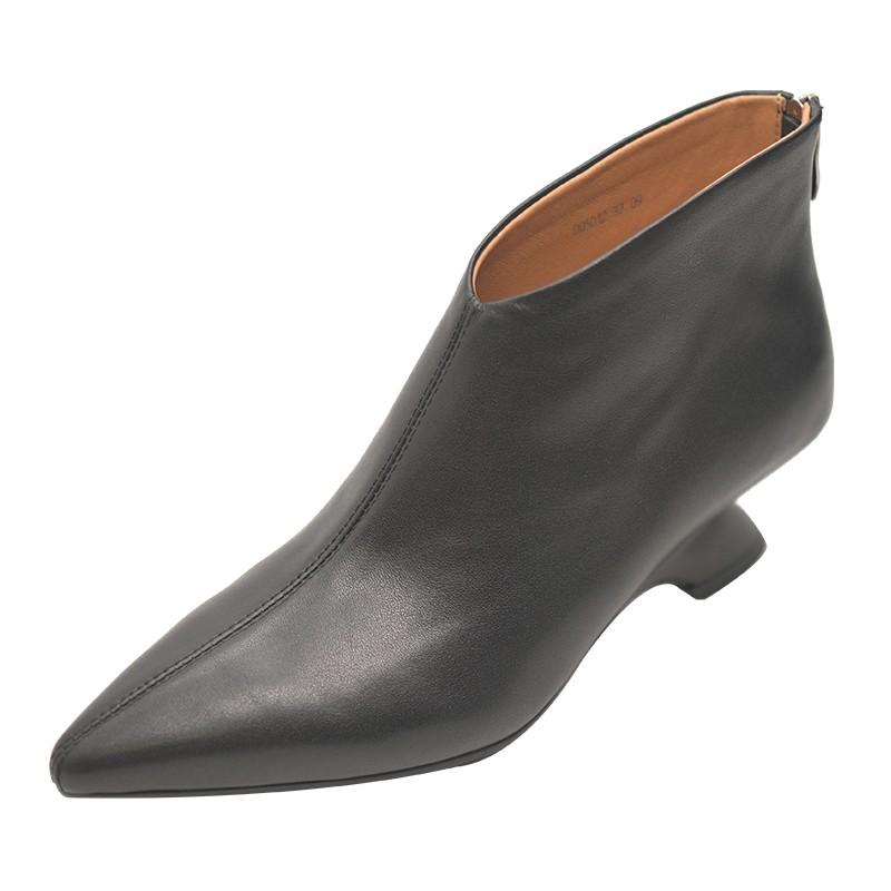 Designer Vintage Women Slim Ankle Boots Elegant Strange Heel Shoes Concise Short Botas De Mujer