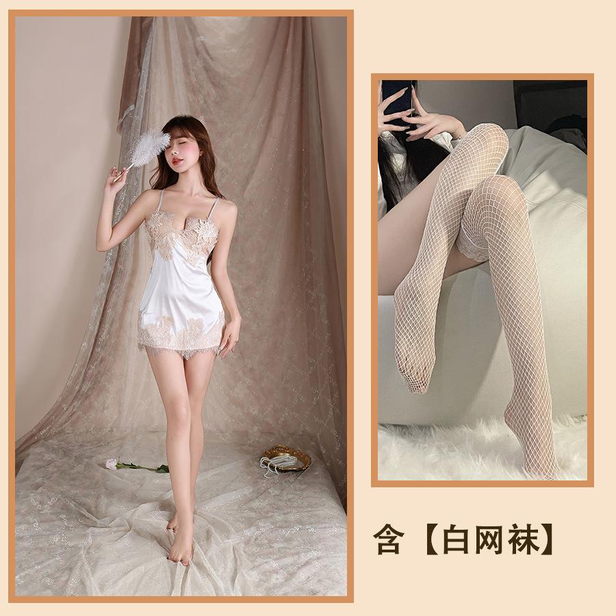 Sex Underwear Lace Integrated Body Sculpting One-piece Nightdress Sexy Temptation Halter Pajamas Split Suspenders Straps