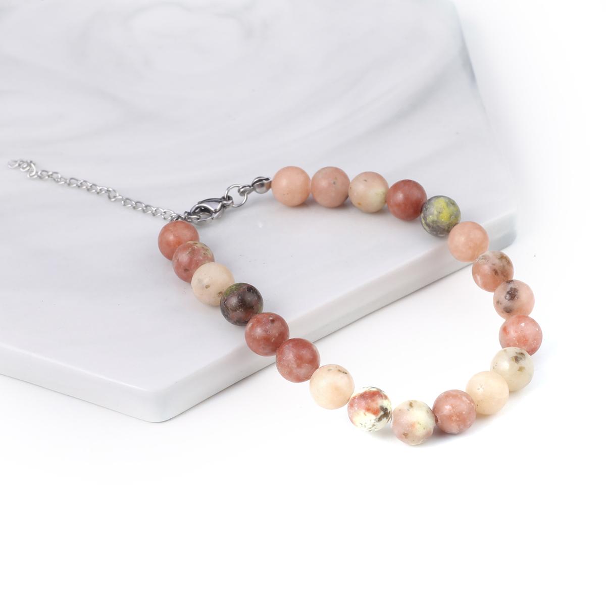 

Новый стильный женский браслет, натуральный камень, флюорит/агат/розовый кварц/унакит, бусины 8X8 мм, подвески для женщин, подарок на день рождения Sesame stone