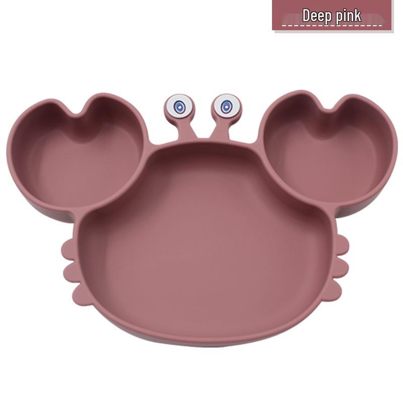 Silicone Suction Crab Plate: Divided Baby Tableware for Feeding & Weaning