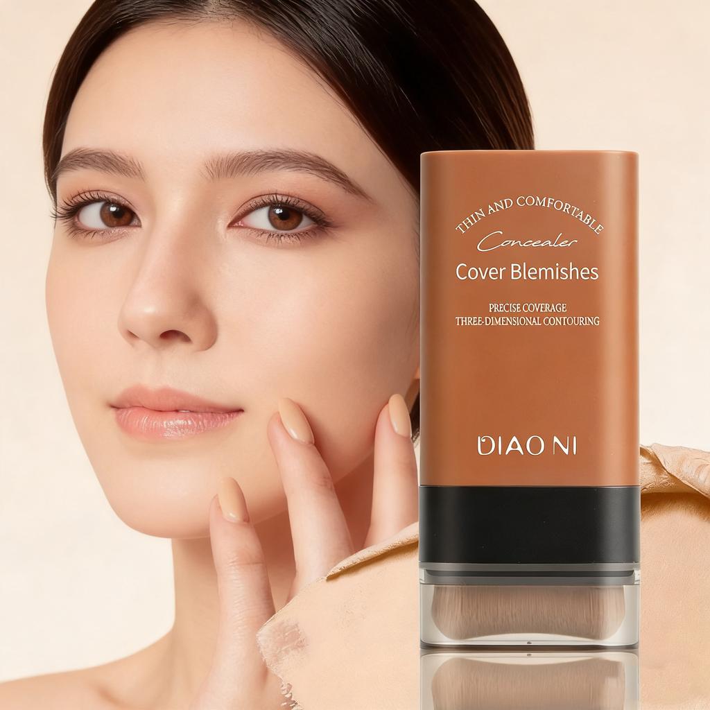1pc Matte Foundation Stick with Brush Flawless Coverage Liquid Foundation Face Cosmetics