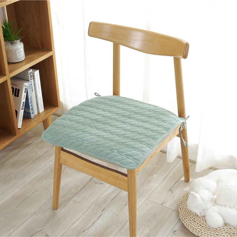 Solid-color all-cotton chair cushions simple and modern office chair cushions anti-slip home winter chair covers