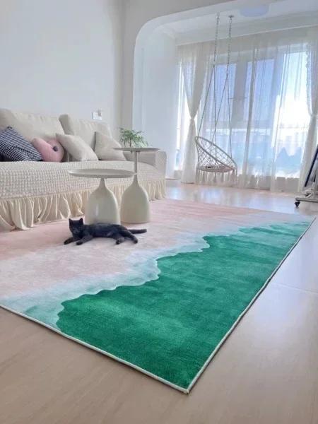 Summer Ocean Green Carpet Living Room Sofa Bedroom Bedside Decorate Floor Mat Antiskid Thickening Fashion Household Carpets