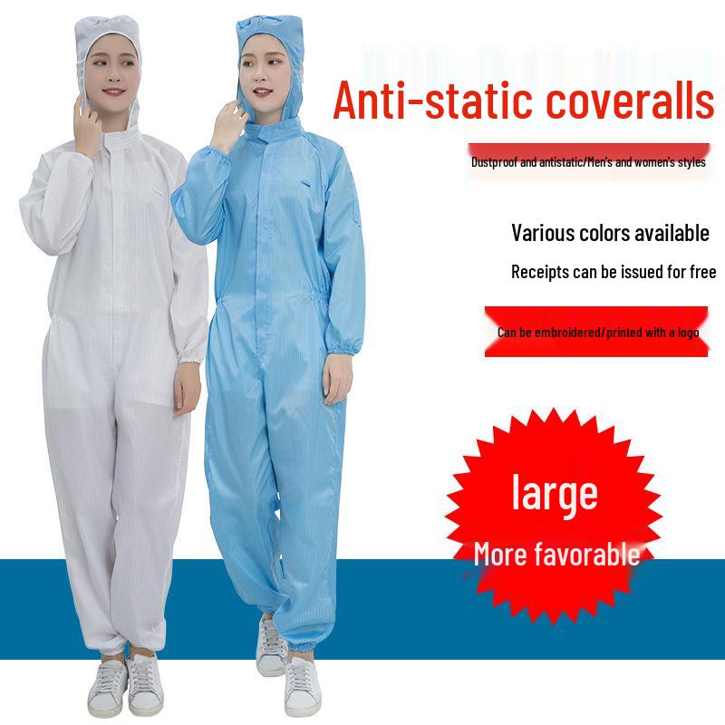 Anti-static Dust-free Work Suit: Hooded Cleanroom & Spray Painting Jumpsuit XL; Pink