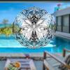 Hand-Drawn Metallic Black & White 3D Butterfly Mandala Wind Chime - Outdoor Hanging Garden Sculpture Art, No Power Needed