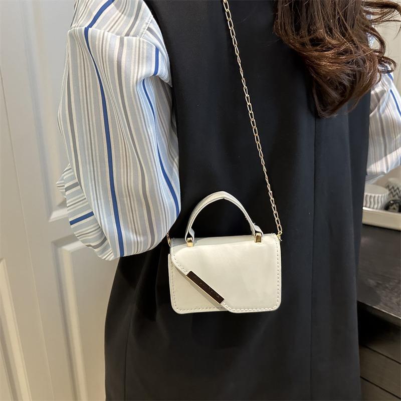 Solid color new retro simple fashion casual contrasting color single shoulder oblique span small square bag