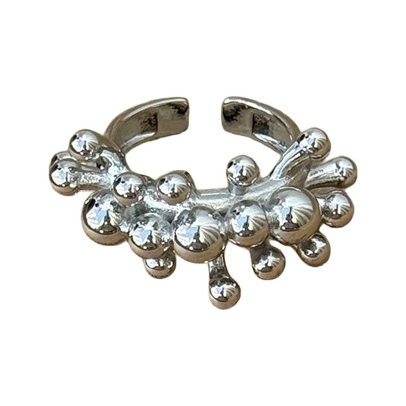 

Handmade Metal Bead Ring With Flexible Sizing Contemporary Fashion Jewelry Adjustable Opening Finger Accessories срібний