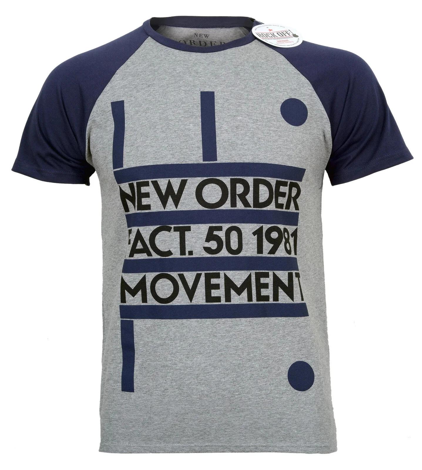 

Official New Order T Shirt Movement Navy Grey Raglan Premium Studio Print New L