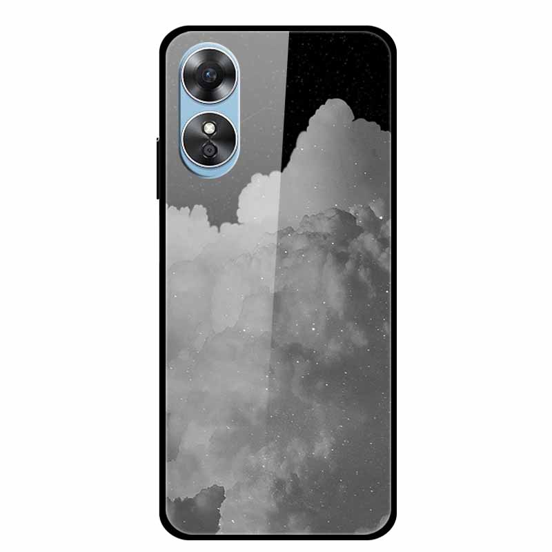 

Чехол для Oppo A17 Рождественский Закаленное Стекло Задняя Крышка Жесткий Чехол Для Oppo A17 OppoA17 Мультяшный Funda CPH2477 Защитный Олень Coque CPH2477