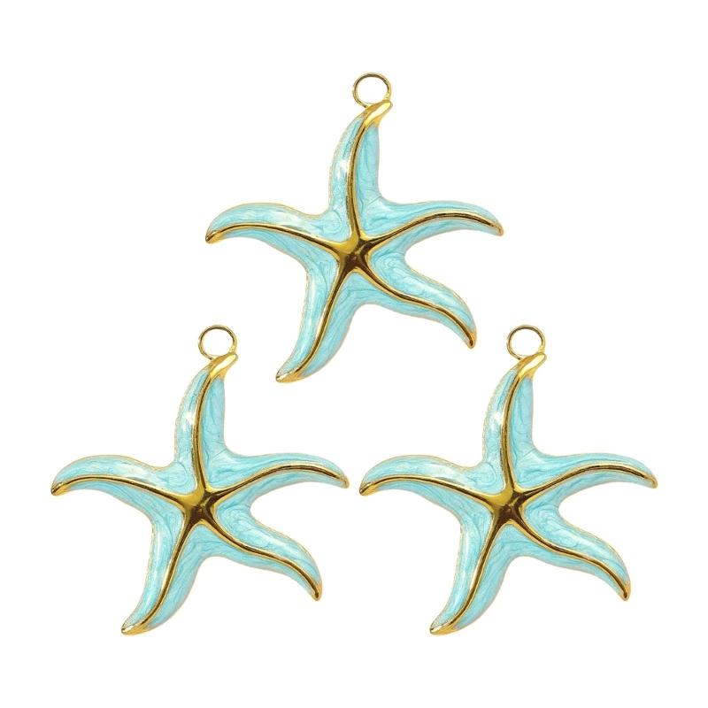 

3Pcs Stainless Steel Starfish Sunflower Turtles Sun Charm Pendant For Women Necklace DIY Jewelry Accessories