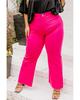 Azura Exchange Rose Plus Size Solid Color Raw Hem Wide Leg High Waist Pants